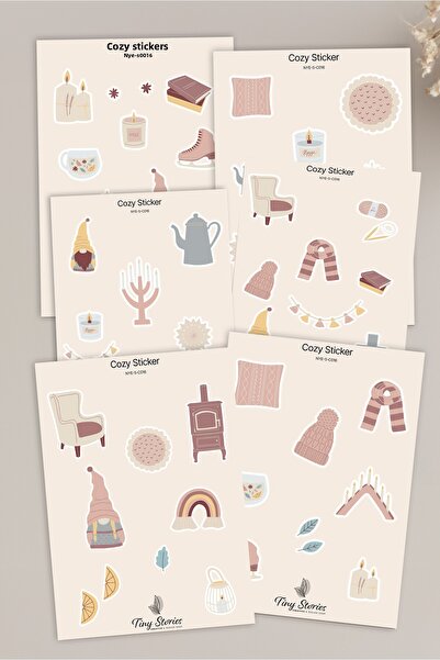 tinystoriestr مجموعة ملصقات ذات طابع مريح - 6 قطع / مفكرة، دفتر ملاحظات، مجلة...