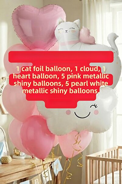 Baloncu Dede Girl Child Hospital Decoration Newborn Room Decoration Cat Birthday Party Set Supplies Balloons