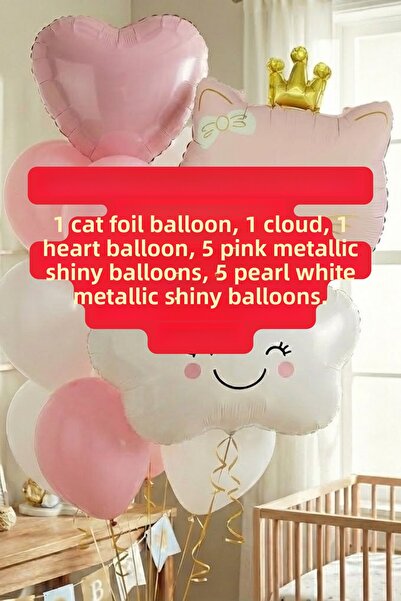 Baloncu Dede Girl Child Hospital Decoration Newborn Room Decoration Pink Cat Birthday Party Supplies Balloons
