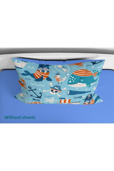 Erays Home Sea Themed 3D Digital Printed Single Size Sheetless Young Boy's Duvet Cover Set Sleeping Set