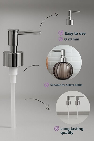 LUCES DESİGN 2 pack replacement liquid soap dispenser pump silver