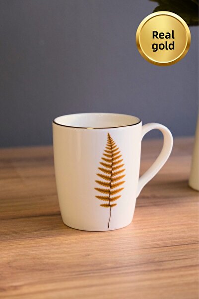tabakevi Tabak Evi Porcelain Natura Fern Mug with Handle 9cm 220ml Set of 6