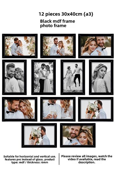 Me you 12 قطعة إطار 30x40 - إطار MDF - إطار صور - إطار ملصق A3