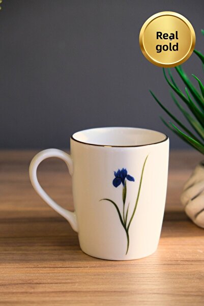 tabakevi Tabak Evi Porcelain Natura Iris Mug with Handle 9cm 220ml Set of 4