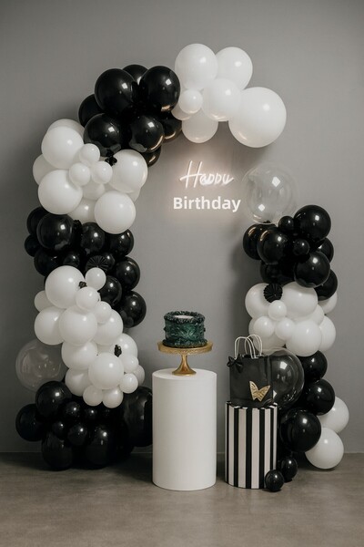 Balonsan Balloon Set 50 Pieces (Black-White-Transparent)