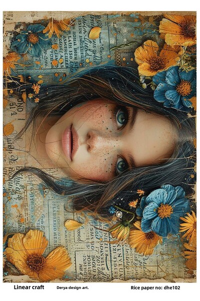 DERYA DESİNG ART ورق ديكور نحاسي بنمط نسائي وزهور رقم: DHE102 - 29×42 سم