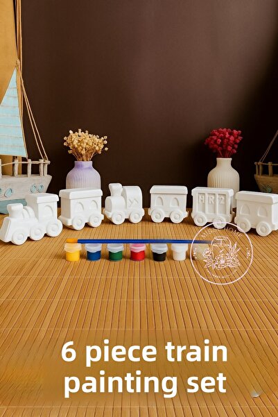 Misse 6 قطع (3D) مجموعة طلاء حجري مع شكل قطار لطيف مجموعة نشاط تنمية الطفل لو...