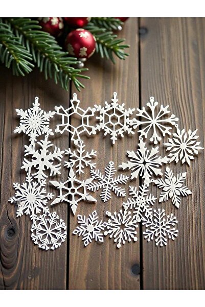 çınarpromosyon زينة شجرة عيد الميلاد، 17 قطعة من ندف الثلج البيضاء بسمك 3 مم ...