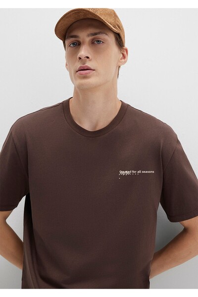 Mavi Τυπωμένο καφέ μπλουζάκι Loose Fit / Loose Fit 0612840-88067