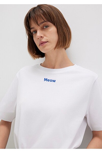 Mavi Bílé tričko Mini Meow s potiskem Regular Fit / Regular Cut 1612452 -620