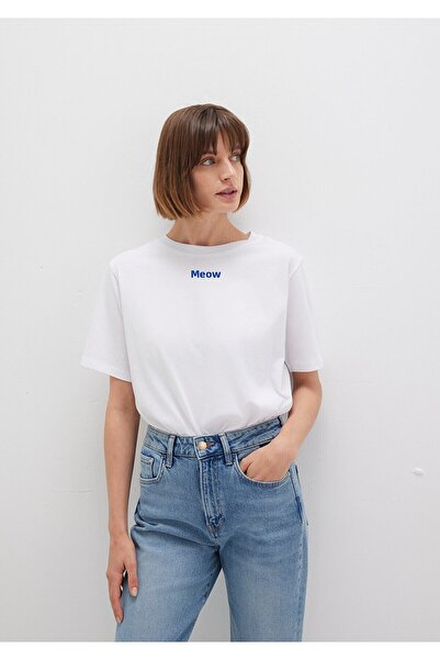 Mavi Bílé tričko Mini Meow s potiskem Regular Fit / Regular Cut 1612452 -620