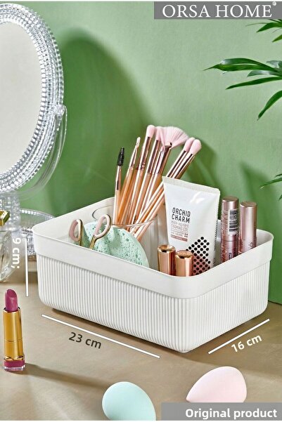 ORSA HOME 394 White Makeup and Cosmetic Organizer, Modern Design Makeup Box