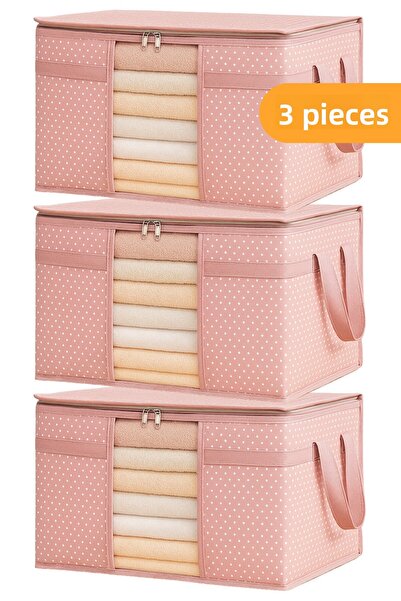 Serstil 3 τεμάχια - Φούτερ με παράθυρο 45 X 40 X 30 εκ. - Ροζ με στίγματα