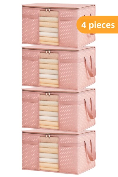 Serstil 4 Pieces - Windowed Sweater Storage Box 45 X 40 X 30 cm - Pink Speckled