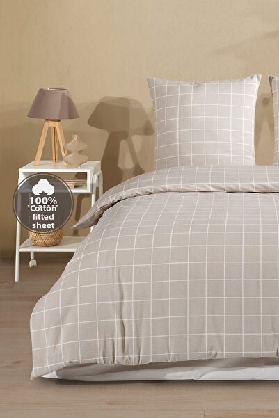 Cote Blanc Square 100% Cotton Flannel Oversized Duvet Cover Set with Elastic Sheets
