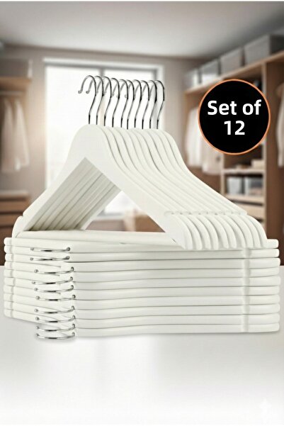 ETC HOME 12 قطعة من شماعات الملابس البلاستيكية ذات المظهر الخشبي عالية الجودة...