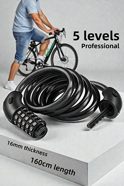 Transformacion Combination Bike Lock 16 mm Thickness 160 cm Scooter Motorcycle Lock - Steel Cable 722480