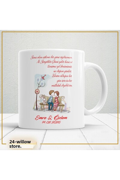 WİLLOW STORE Valentine's Day, Special for Lovers, Love, Affection Porcelain M...