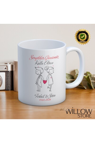 WİLLOW STORE Valentine's Day, Special for Lovers, Love, Affection Porcelain M...