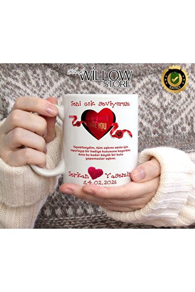 WİLLOW STORE Valentine's Day, Special for Lovers, Love, Affection Porcelain M...