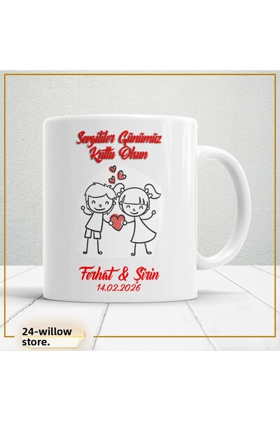 WİLLOW STORE Valentine's Day, Special for Lovers, Love, Affection Porcelain M...