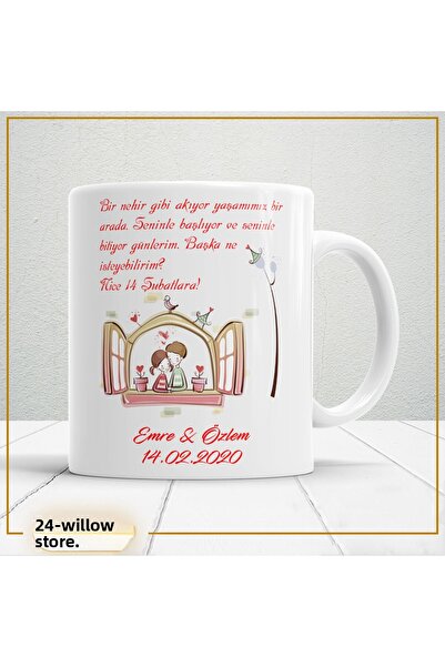 WİLLOW STORE Valentine's Day, Special for Lovers, Love, Affection Porcelain M...