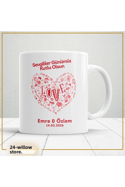 WİLLOW STORE Valentine's Day, Special for Lovers, Love, Affection Porcelain M...
