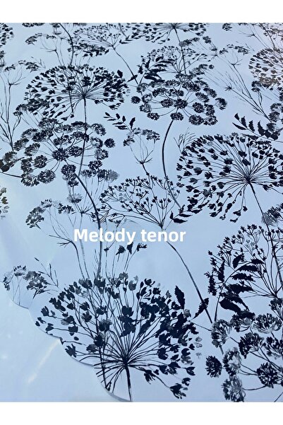 polset Lined, Non-Slip, Modern Anthracite Cipso Floral Easy-To-Wipe Pvc Round Oilcloth Tablecloth