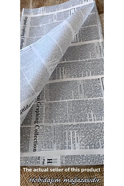 Nedi White Newspaper Patterned 4-Piece Flower Wrapping Paper – Black Writing