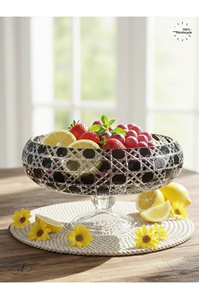 AKDEN STORE Cutting Decor Handcrafted Velin 28cm Glass Bowl
