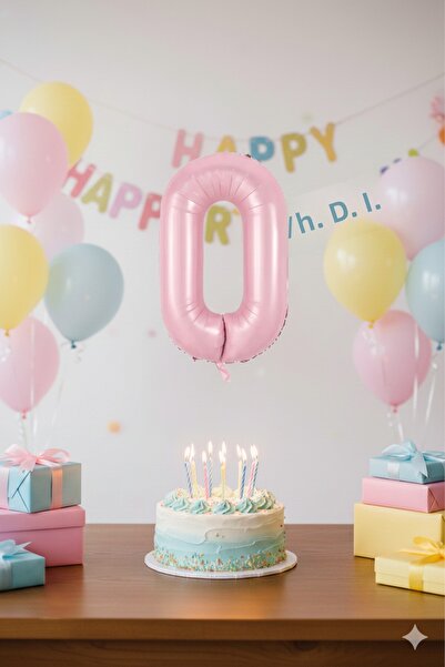 Deniz Party Store بالون وردي 0 زيرو فويل 34 بوصة 76-80 سم