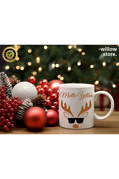 WİLLOW STORE كوب بورسلين بتصميم غزال لطيف بخمسة مواضيع، عيد الميلاد، عيد المي...