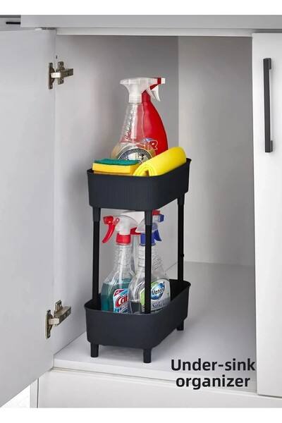 Dem Home منظم حوض المطبخ متعدد الأغراض مكون من طبقتين مع رف منظم للحمام معلق ...