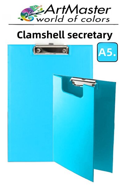 Artmaster A5 Light Blue Cover Secretarial File Folder with 1 Color Clip Metal...