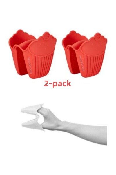 Leony 2 Pieces Silicone Heat Resistant Oven Pot Pan Tray Mitts Holding Set