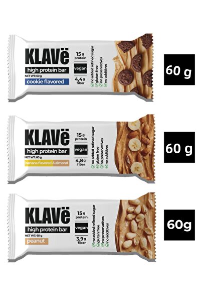 KLAVë بار بروتين عالي - 60 جرام × 3 قطع - 15 جرام بروتين، نباتي وخالٍ من الغل...