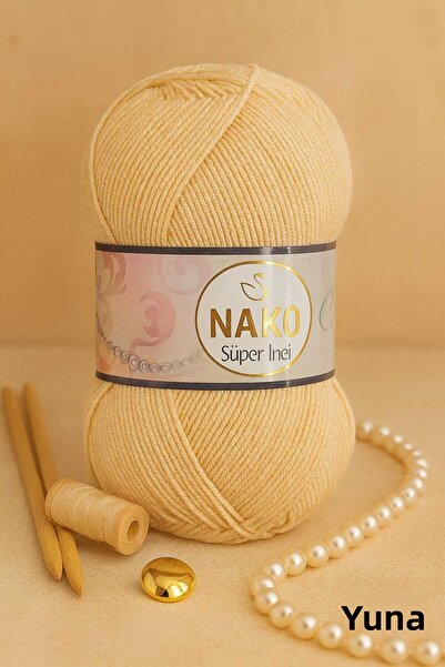 NAKO خيط حياكة يدوي من الصوف بنسبة 25% من سوبر إنسي، لون 219 لون ريش الجمل