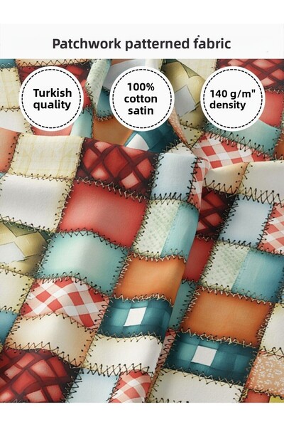 FabricMarket 100% Cotton Satin Patchwork Fabric – 155×100 cm – for Sewing and...