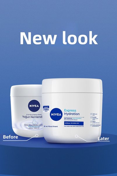 NIVEA Intensive Moisturizing Hand and Body Care Cream Express Hydration 400ml, Dry Skin, Pure Hylaron