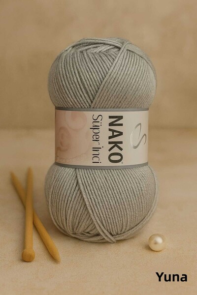 NAKO Super Pearl 25% Wool Hand Knitting Yarn 11538 Gray