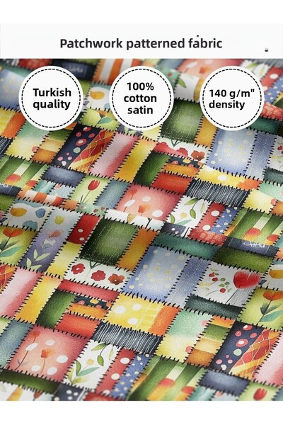FabricMarket bumbac 100% Țesătură din satin patchwork – 155×100 cm – Pentru c...