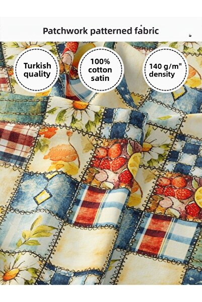FabricMarket bumbac 100% Țesătură din satin patchwork – 155×100 cm – Pentru c...