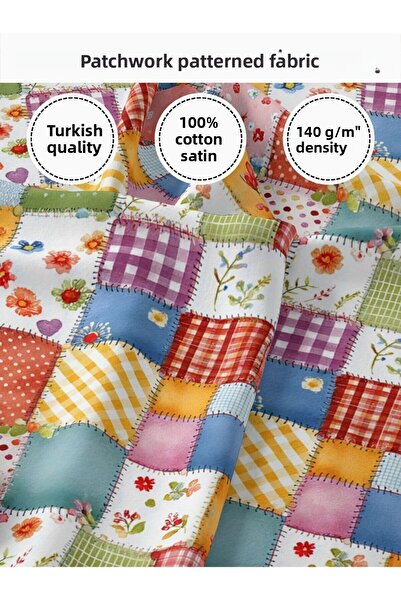 FabricMarket 100% Cotton Satin Patchwork Fabric – 155×100 cm – for Sewing and...