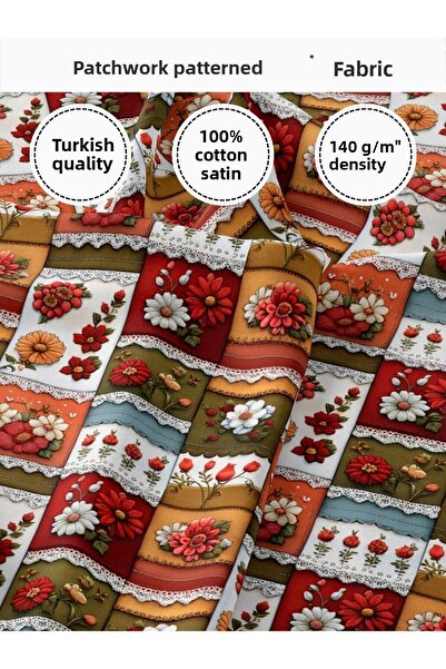 FabricMarket bumbac 100% Țesătură din satin patchwork – 155×100 cm – Pentru c...