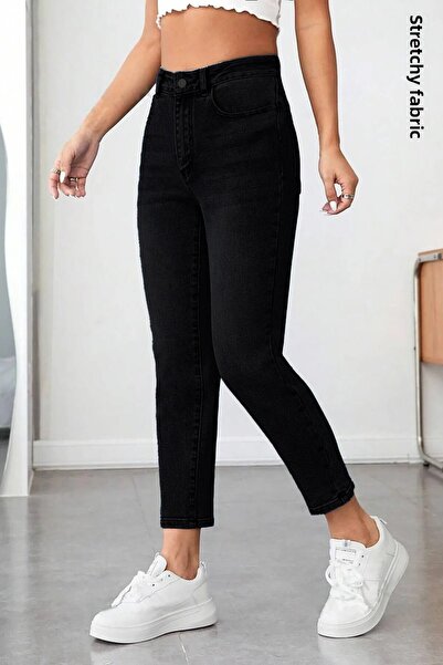 kleshus Çnr Mom Fit Jean Ψηλόμεσο Boyfriend Cut Lycra Γυναικείο τζιν παντελόν...