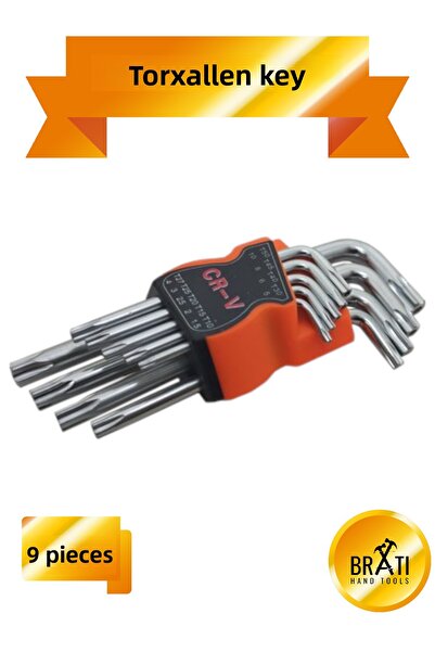 BRATİ HAND TOOLS Yıldız Torx Allen Combination 9 Piece Allen Key Set Cr-V