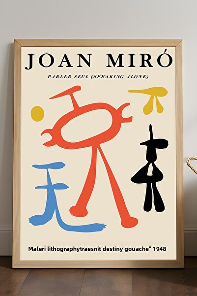 Duvarda Poster înrămat din lemn natural Joan Miro, pictură decorativă de pere...