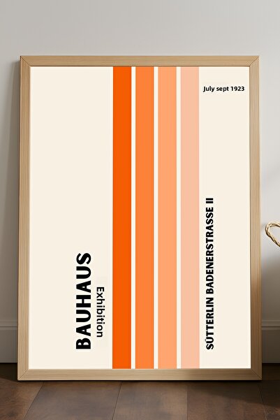 Duvarda Poster înrămat din lemn natural Bauhaus, pictură decorativă artistică...