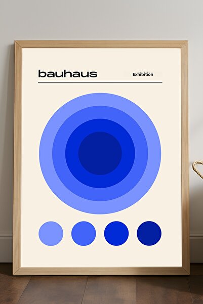 Duvarda Poster înrămat din lemn natural Bauhaus, pictură decorativă artistică...