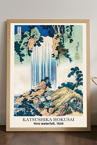 Duvarda Poster înrămat din lemn natural Katsushika Hokusai, pictură decorativ...